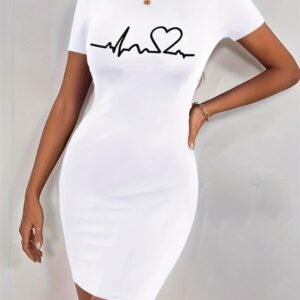 Women's Casual Sleeveless Letter Print Dress – Round Neck, Solid Color, Lightweight Summer Style