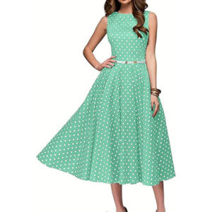 Vintage Polka Dot Sleeveless Summer Dress - Classic O-Neck A-Line Cocktail Look | Quitse