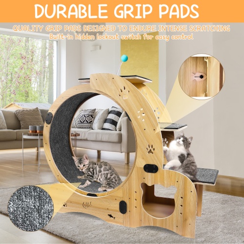 Cat Wheel 6 in 1 Cat Fitness Wheel natural wood indoor exercise