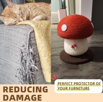 Mushroom Cat Scratching Post Red and White Design