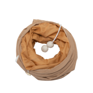 Collapsible Cat Tunnel Bed for indoor cats with hanging toys