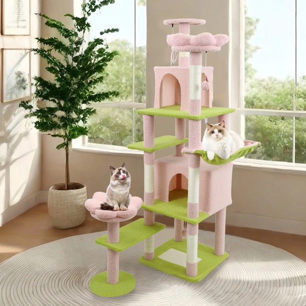 lower Cat Tree with Removable Flower Cushion