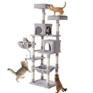71-inch Cat Tree Tower light grey multi-level cat tower