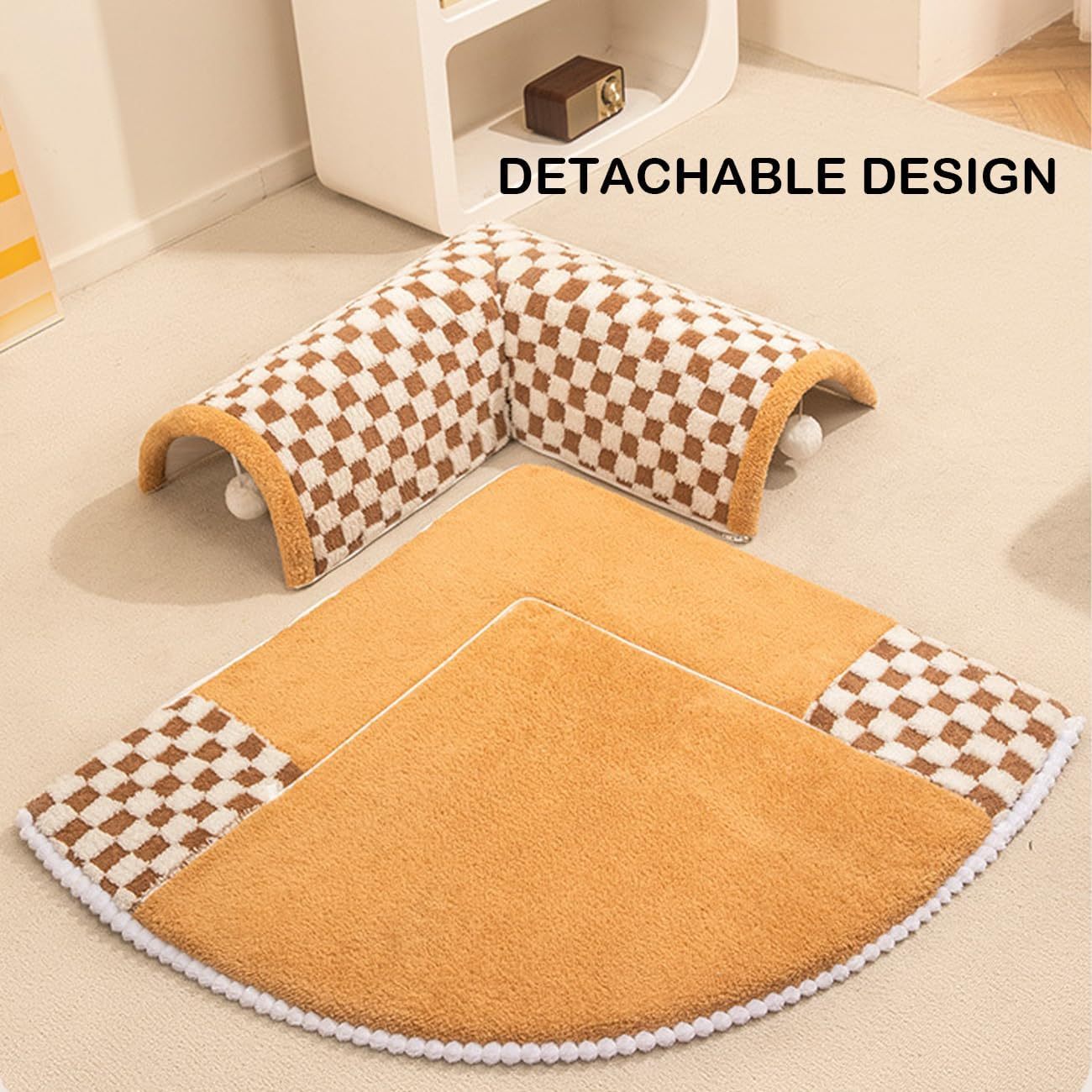2 in 1 dog cat bed tunnel plush sleeping mat with play tunnel - Image 2