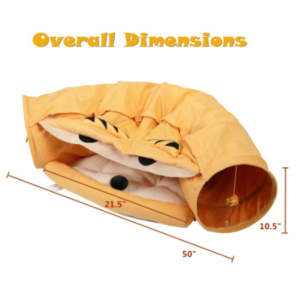 Collapsible Cat Tunnel Bed for indoor cats with hanging toys