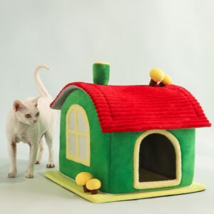 Soft microfiber indoor cat bed with removable mat