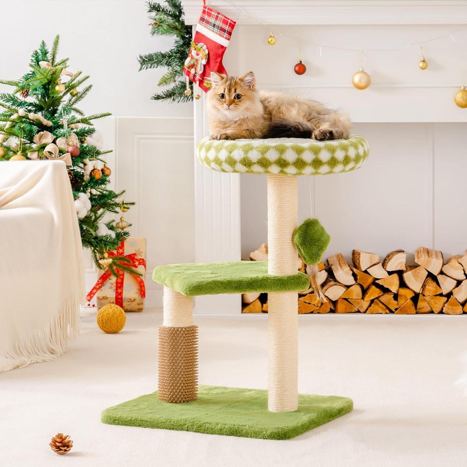 Large Cat Tree Tower Green with Scratching Posts