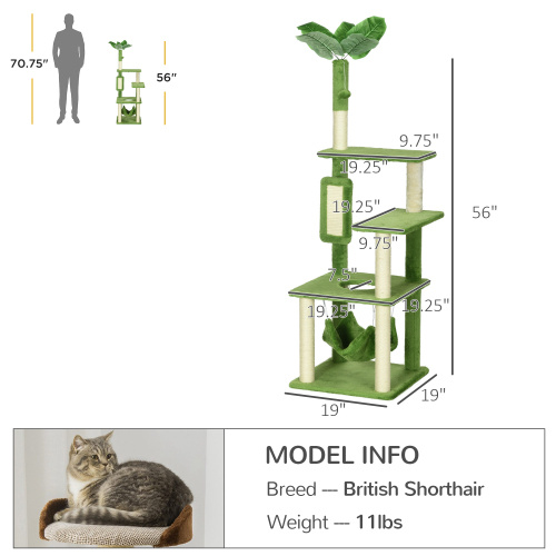 Cat Tree with Hammock green model