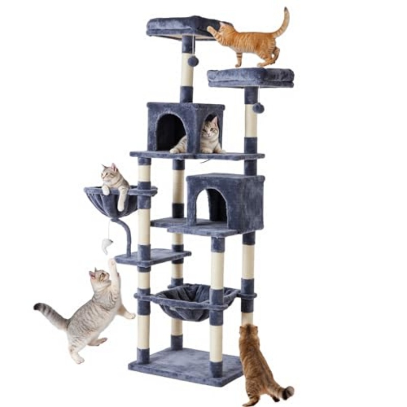 71-inch Cat Tree Tower light grey multi-level cat tower