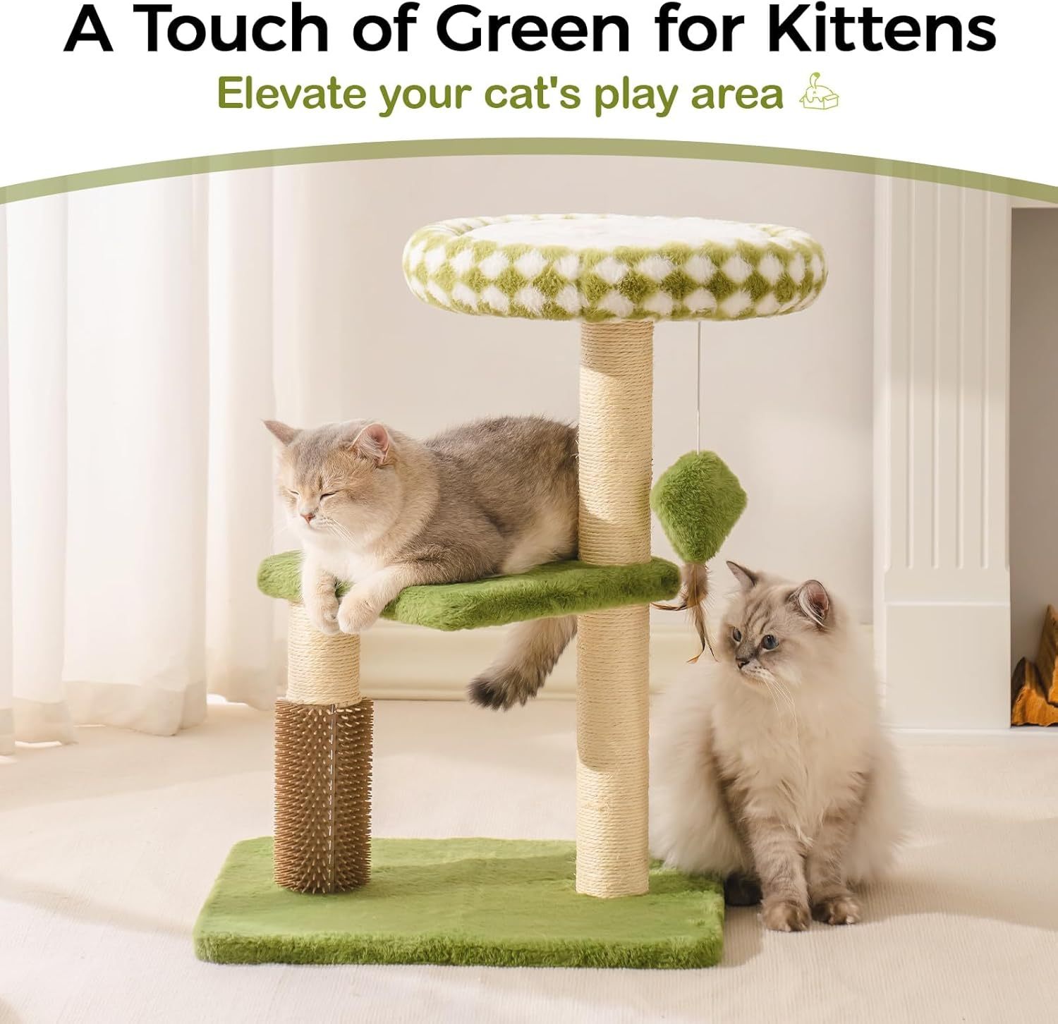 Large Cat Tree Tower Green with Scratching Posts